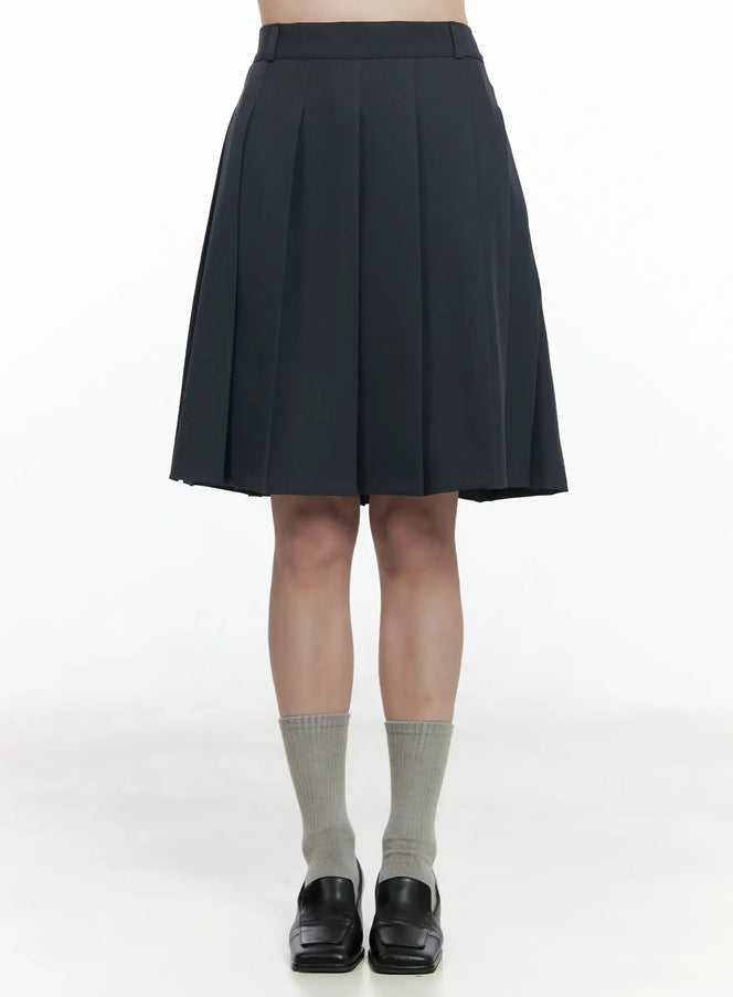 pleated-midi-tennis-skirt-if524 / Dark gray