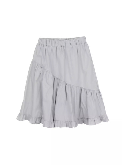 ruffle-midi-skirt-im509 / Light blue