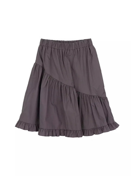 ruffle-midi-skirt-im509 / Dark gray